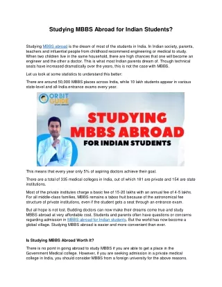 Studying MBBS abroad for Indian Students