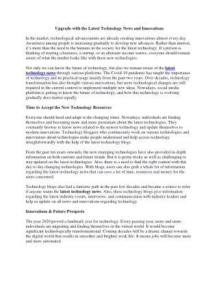 Upgrade with the Latest Technology News and Innovations