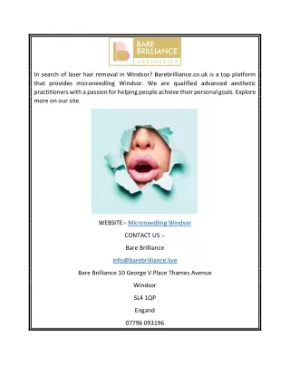 Microneedling Windsor  Barebrilliance.co.uk