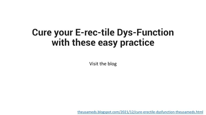 cure your e rec tile dys function with these easy practice