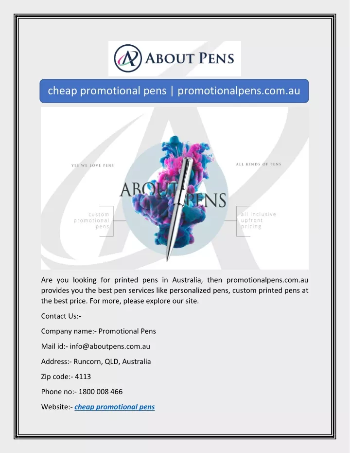 cheap promotional pens promotionalpens com au