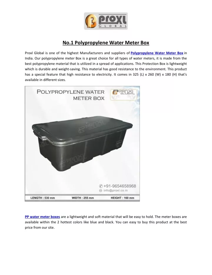 no 1 polypropylene water meter box