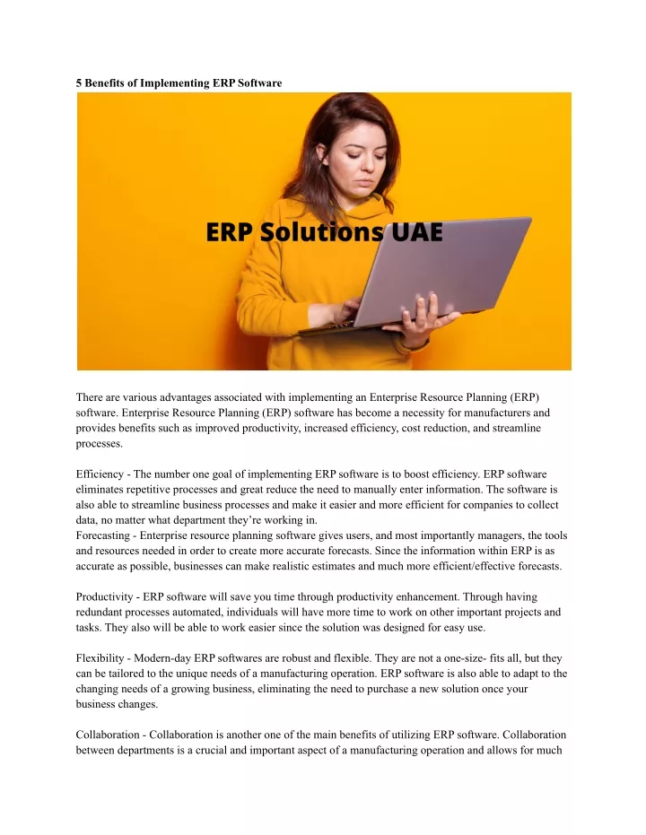 5 benefits of implementing erp software