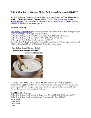 thin boiling starch market global outlook
