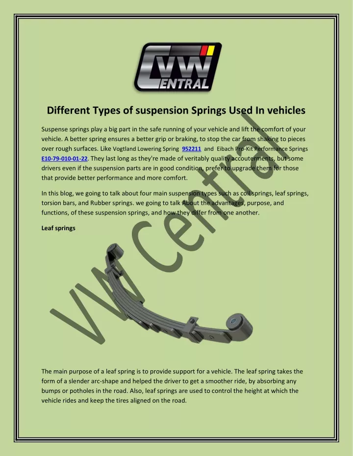 different types of suspension springs used