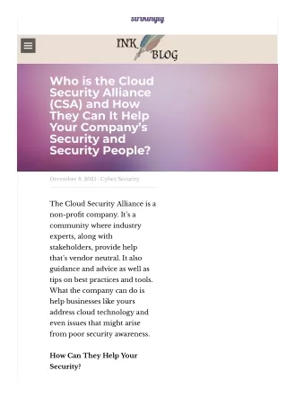 Who is the Cloud Security Alliance (CSA) and How They Can It Help Your Company’s Security and Security People