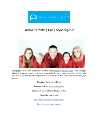 Positive Parenting Tips | Aryanpages.in
