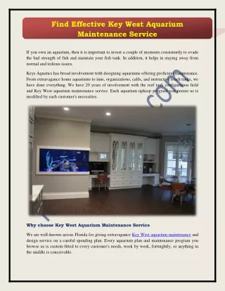 find effective key west aquarium maintenance