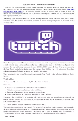 Article Twitch Followers how much can you make from Twitch