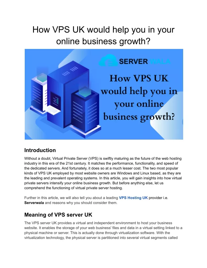how vps uk would help you in your online business
