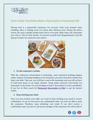some useful tips before make a reservation