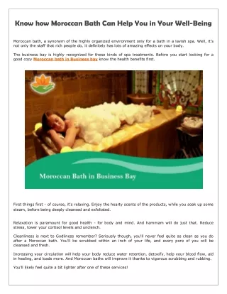 Know how Moroccan Bath Can Help You in Your Well-Being | CozyBaySpa