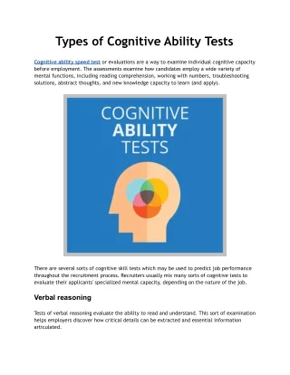 types of cognitive abiiity tests