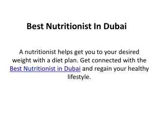 Best Nutritionist In Dubai