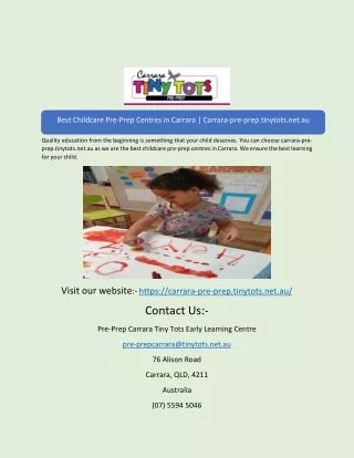 best childcare prBest Childcare Pre-Prep Centres in Care prep centres in Carrara