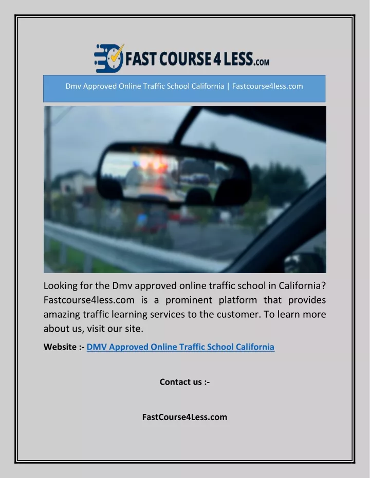 dmv approved online traffic school california