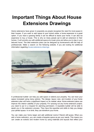 Important Things About House Extensions Drawings