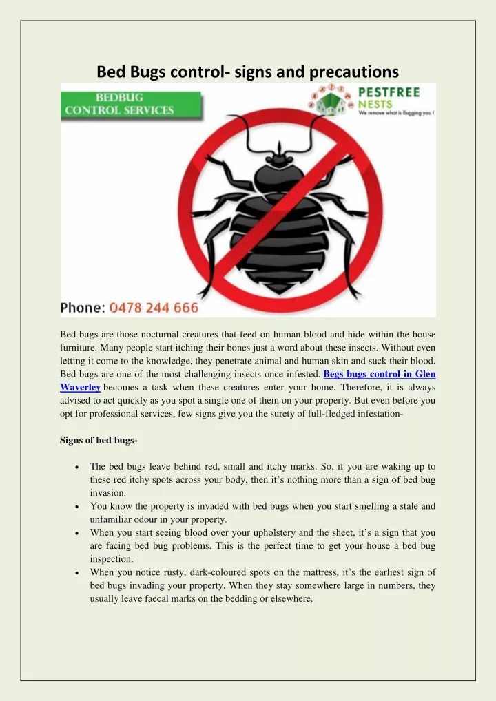 bed bugs control signs and precautions