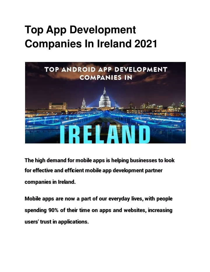 top app development companies in ireland 2021