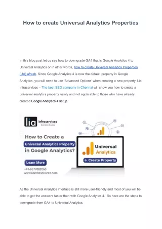 How to create Universal Analytics Properties