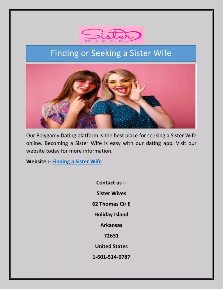 finding or seeking a sister wife