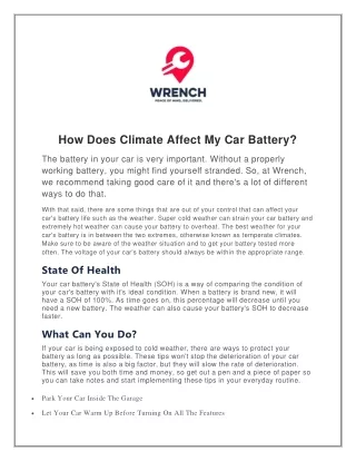 How Does Climate Affect My Car Battery