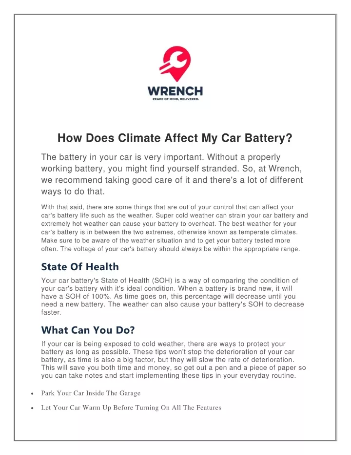 how does climate affect my car battery