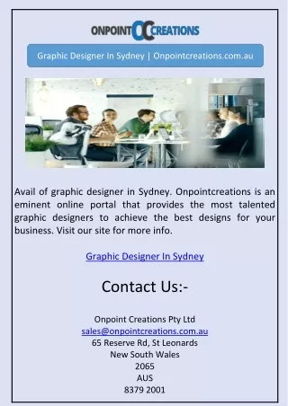 Graphic Designer In Sydney | Onpointcreations.com.au