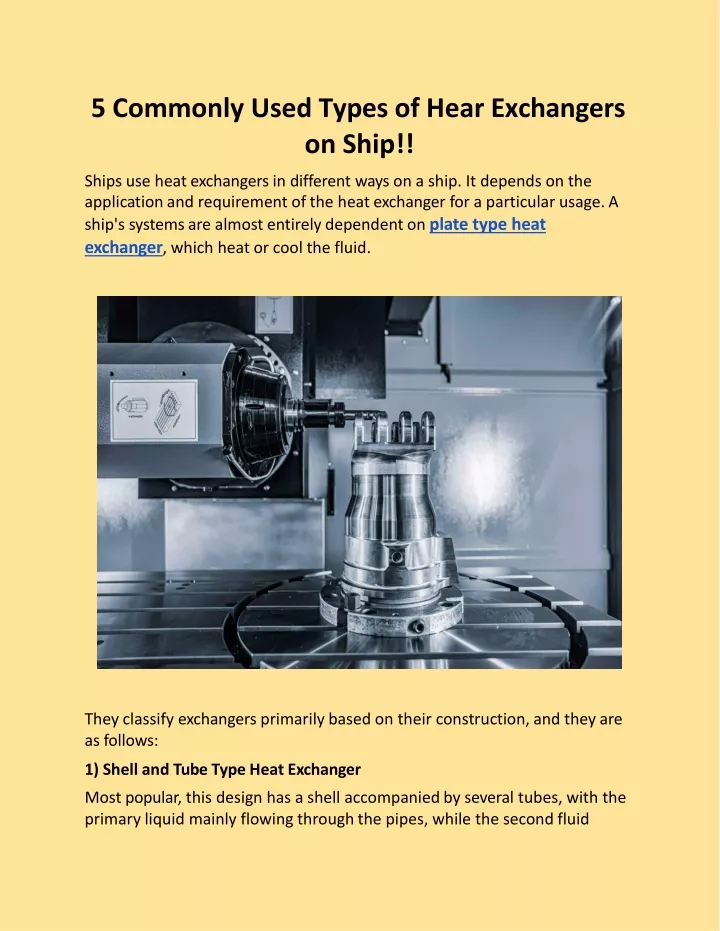 5 commonly used types of hear exchangers on ship