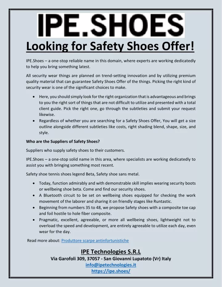 looking for safety shoes offer