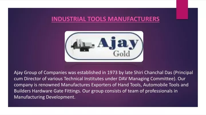 industrial tools manufacturers