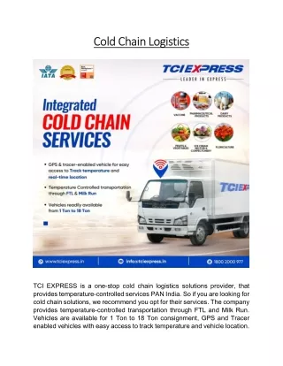 cold chain logistics cold chain logistics