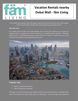 Vacation Rentals nearby Dubai Mall -  fäm Living