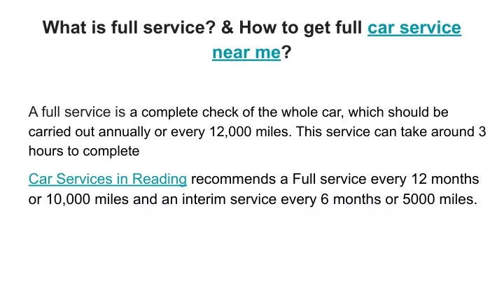 what is full service how to get full car service