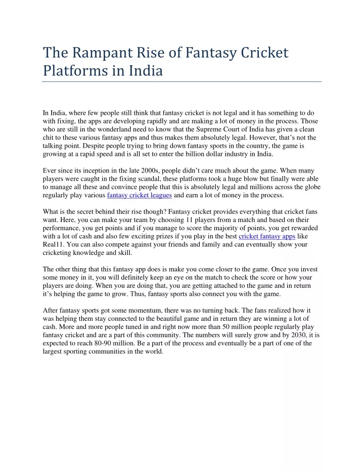 the rampant rise of fantasy cricket platforms