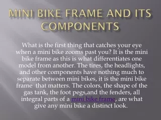 mini bike frame and its components