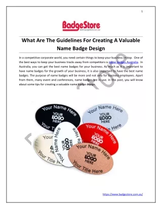 What Are The Guidelines For Creating A Valuable Name Badge Design?