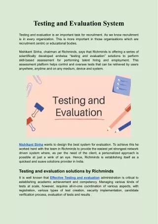 Testing and Evaluation System