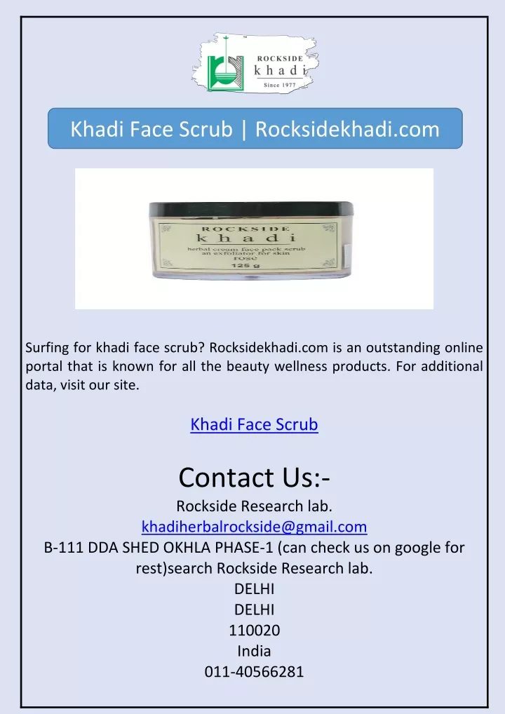 khadi face scrub rocksidekhadi com