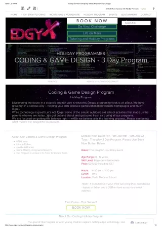 Game Designing Holiday Program - Edgyx