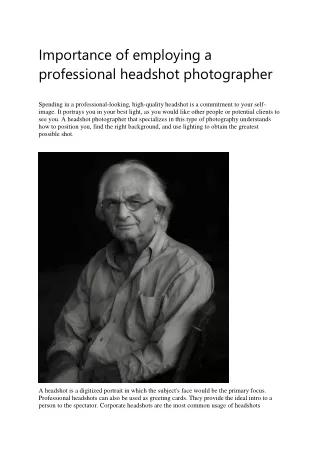 Importance of employing a professional headshot photographer