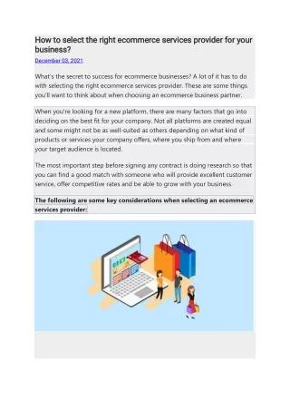 how to select the right ecommerce services