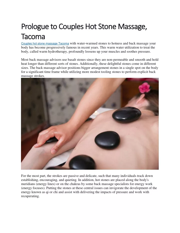 prologue to couples hot stone massage prologue
