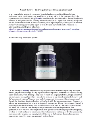 Neurofy Reviews – Real Cognitive Support Supplement or Scam?