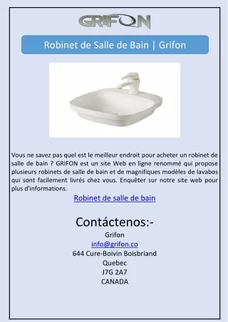 Robinet de Salle de Bain | Grifon