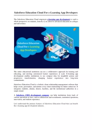 salesforce education cloud for e learning