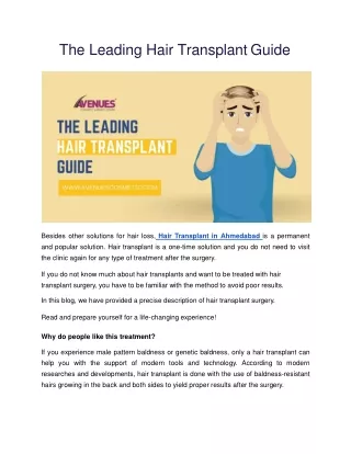 The Leading Hair Transplant Guide