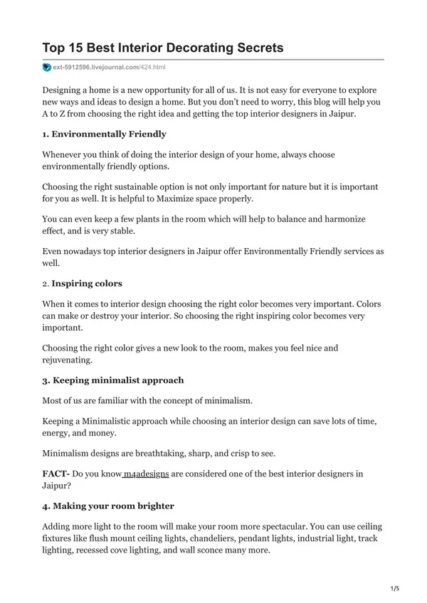Top 15 Best Interior Decorating Secrets