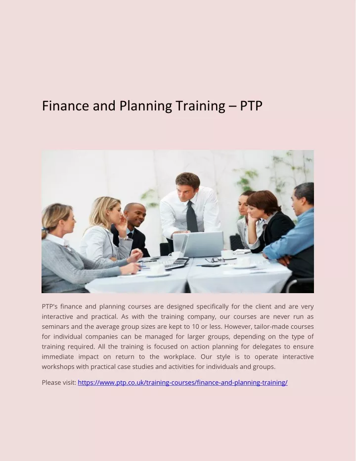 finance and planning training ptp