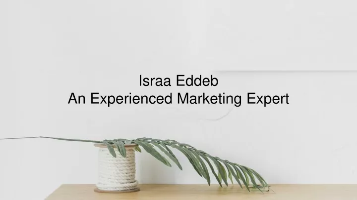 israa eddeb a n e xperienced m arketing e xpert